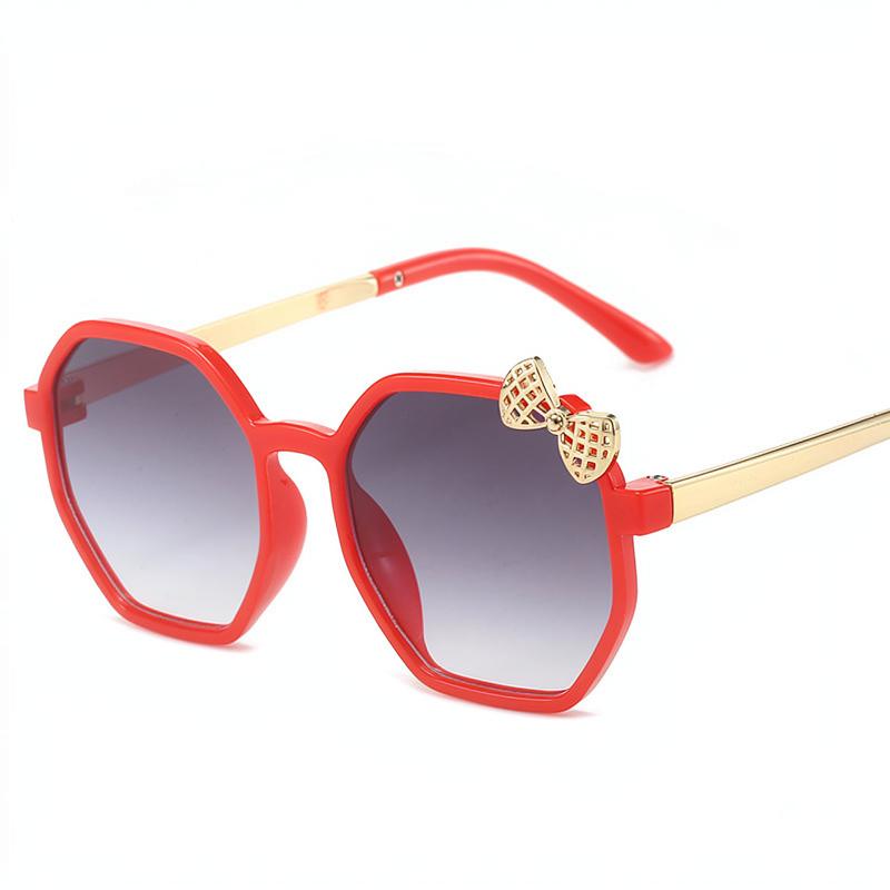 2026 Metal Bow Children s Cartoon Sunglasses Fashion Polygonal Sunglasses Cute Girls boys Babys Sunscreen Sunglasses красный