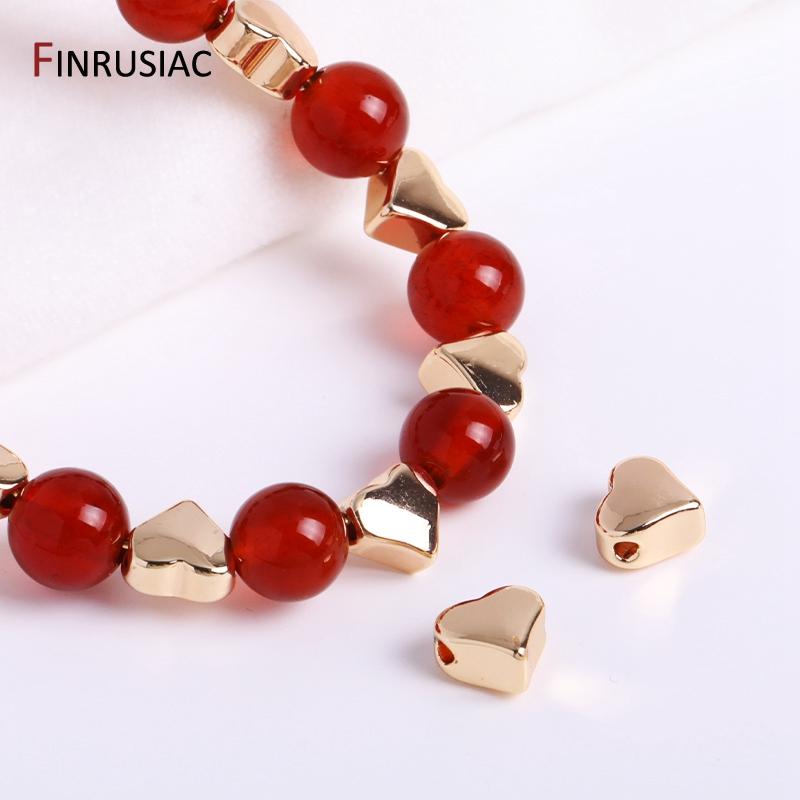 3 Types Spacer Beads Gold Plated Heart Beads Oval Beads Striped Cut Flower Beads For DIY Handmade Bracelet Necklace Making