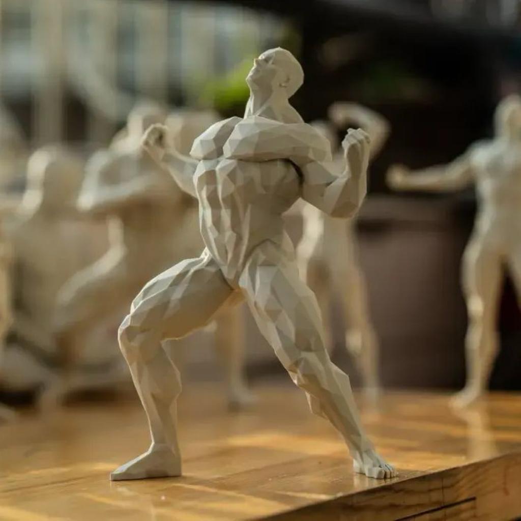 3D Yoga Pose Figurine – Male Plastic Desktop Ornament for Home & Office Decor