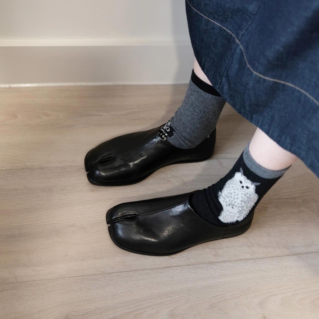 Sheepskin Version~ Korean Version, Niche Genuine Leather, Soft Leather, Stepping On Heels, Pig's Feet, Split-toed Women's Shoes, One Pedal, Shallow