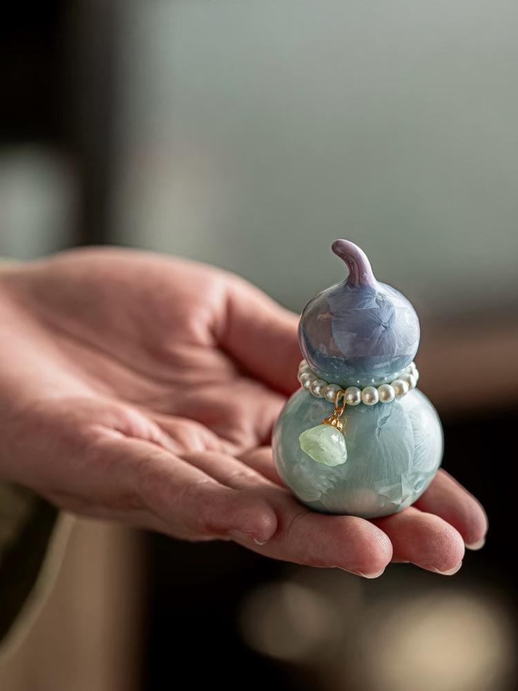 Xianci Colorful Ceramic Gourd Ornament - Cute Tea Pet Accessory for Tea Ceremony
