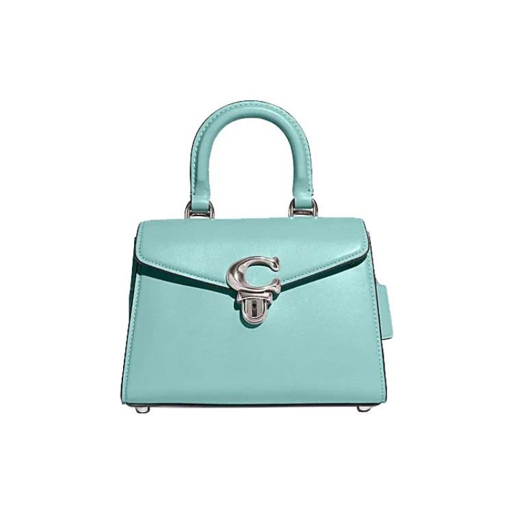 

Coach Sammy 22 Solid Color Letter Logo Push Lock Closure Leather Satchel Crossbody Bag Women handbags Lake-Blue CJ812-LHVSE Basic Set (Bag+Dust Bag)
