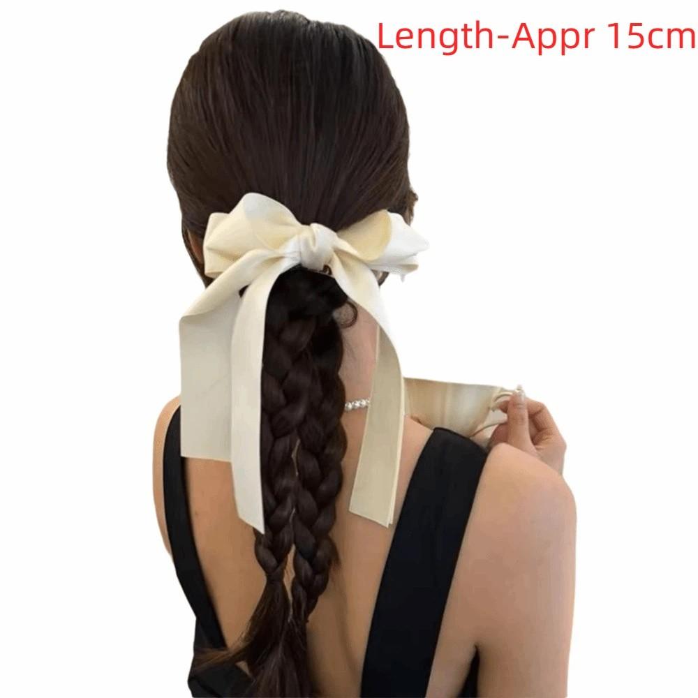 Korean Style Solid Color Bow Ribbon Hair Claw 3D Bow Elegant Hair Clip Large Size Hair Claw Clip Daily Use