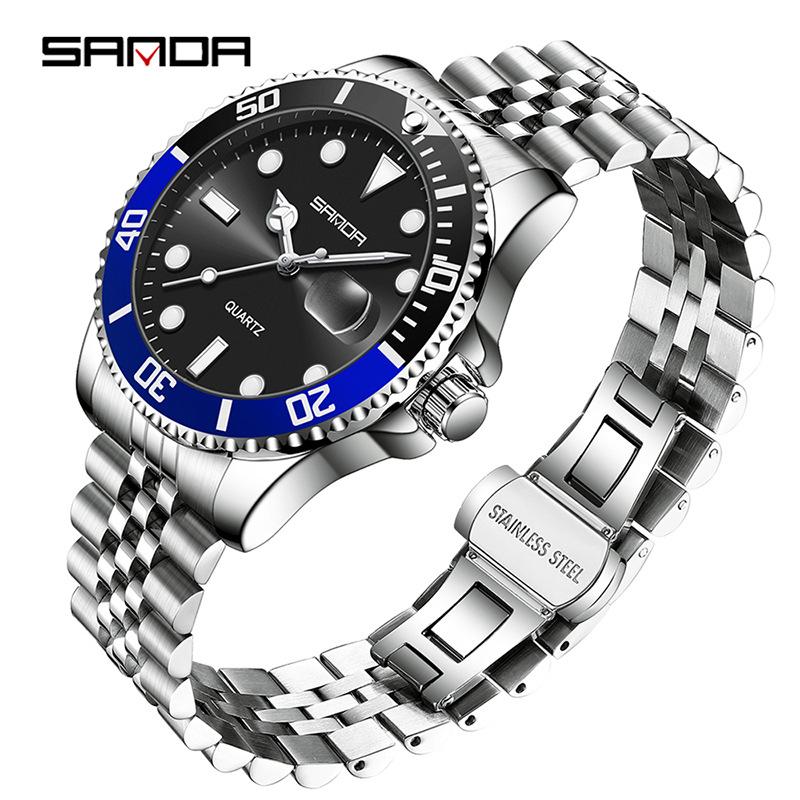 SANDA New Men's Quartz Watch Waterproof Calendar Display Day Glow In The Dark Simple Personalized Men's Watch