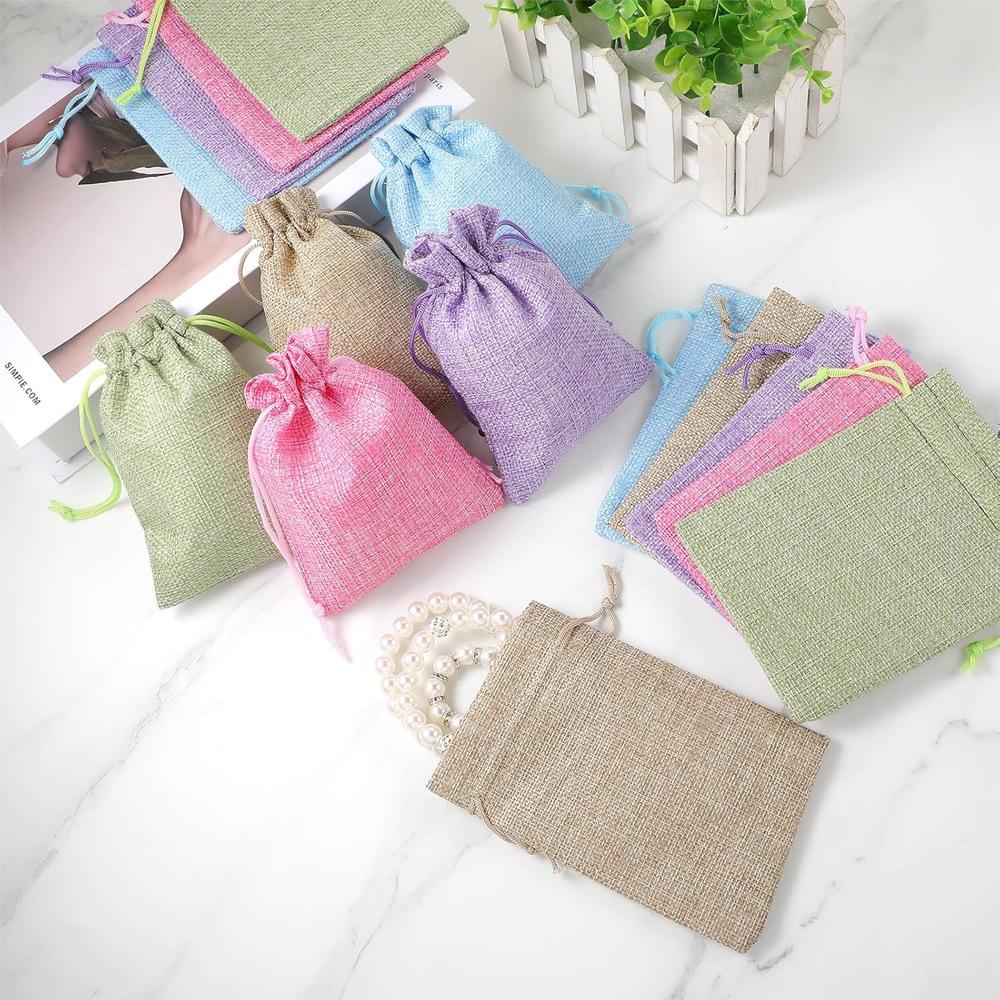 15pcs Linen Drawstring Bags Gift Bags Candy and Jewelry Bags Wedding Packaging Bags Drawstring Bags