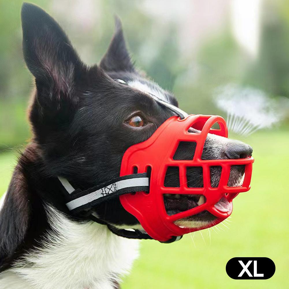 Anti-Biting Dog Mouth Cover With Reflective Strip Adjustable Dog Muzzle Anti-barking Mask Soft Rubber Can Drink Water Dog Accessories