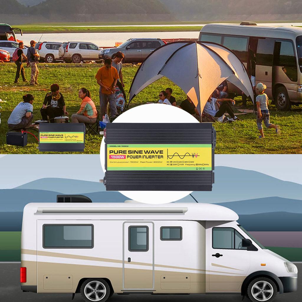 1500W Pure Sine Wave Power Inverter DC 12V To AC 220V Peak Power 3000W with LCD Single Digital Display