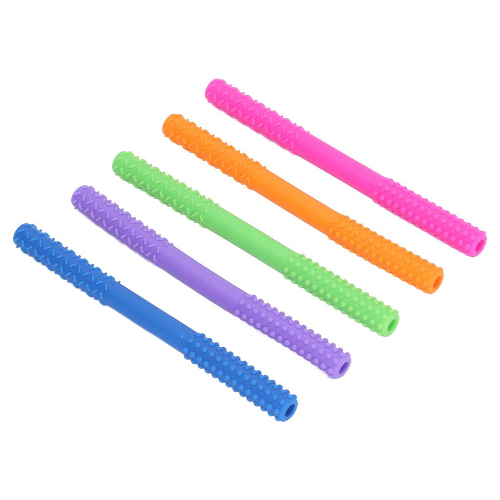 5 PEZZI Bastoncini da Dentizione per Bambini Tubi Morbidi in Silicone Huechi per la Masticazione Giocattoli da Dentizione per Neonati e Bambini Piccoli
