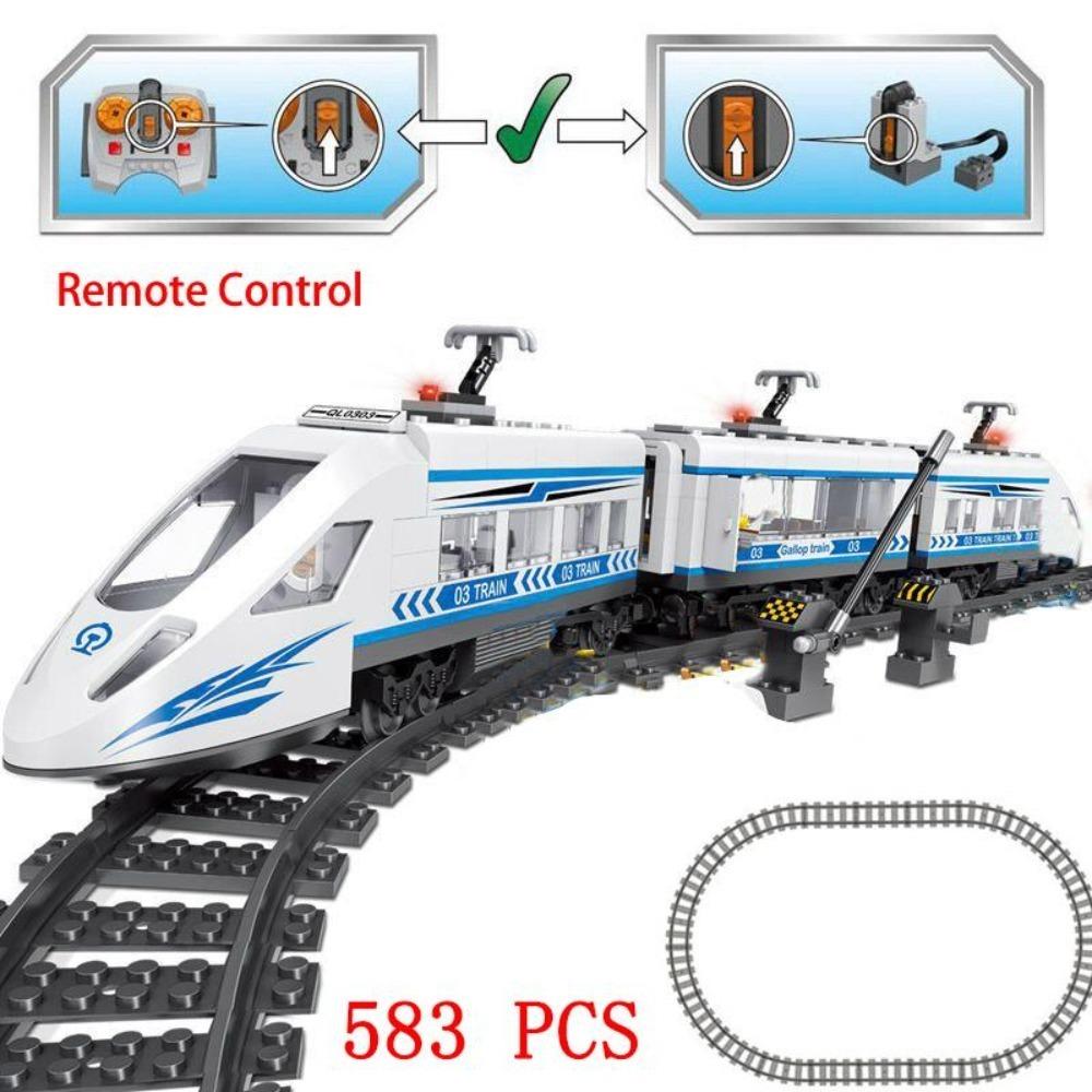City Train Set Steam Bullet Vehicle Cargo Railway Station Model Building Blocks Brick Tracks Rail No Motor Kits Carriage Kid Toy