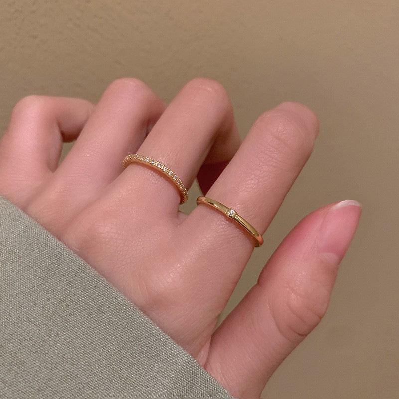 Gold-Tone Zirconia Pave Open Band Ring Set for Women