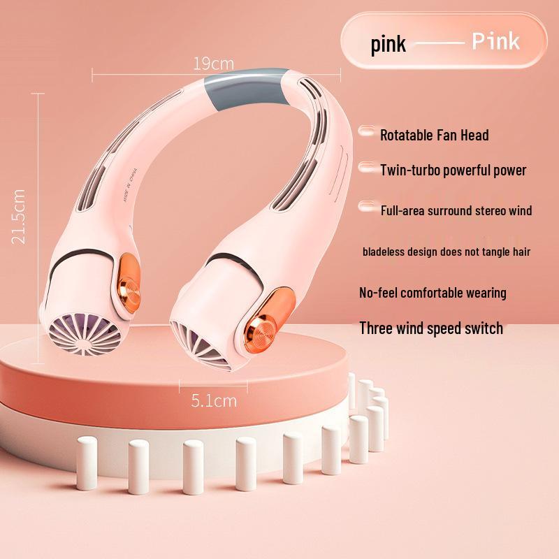 USB Rechargeable Neck Hanging Mini Fan - Silent, Portable, Rotatable for Outdoor Sports Rotatable Neck Fan