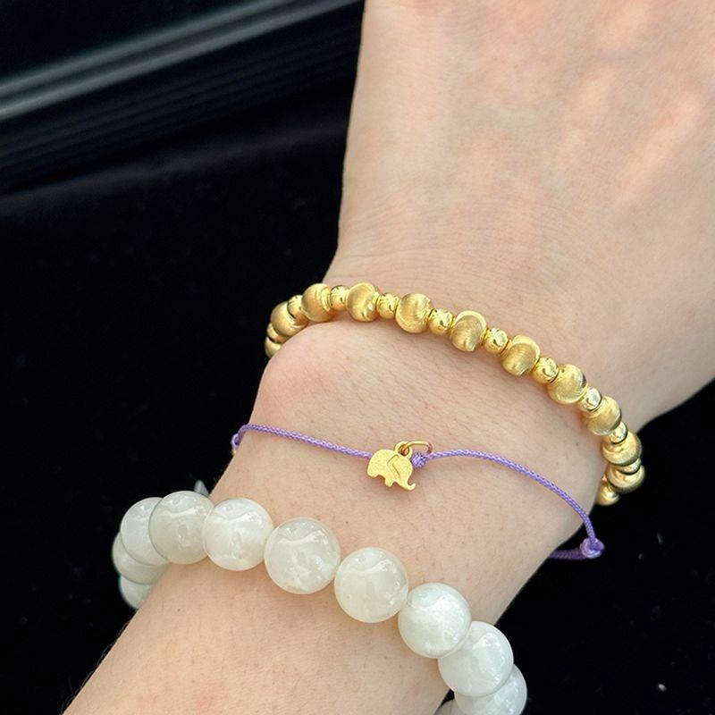 

Плетеный вручную ремешок для переноски цвета золотого слона из серебра 925 пробы, нишевый стиль, милый, регулируемый браслет-близнец Purple