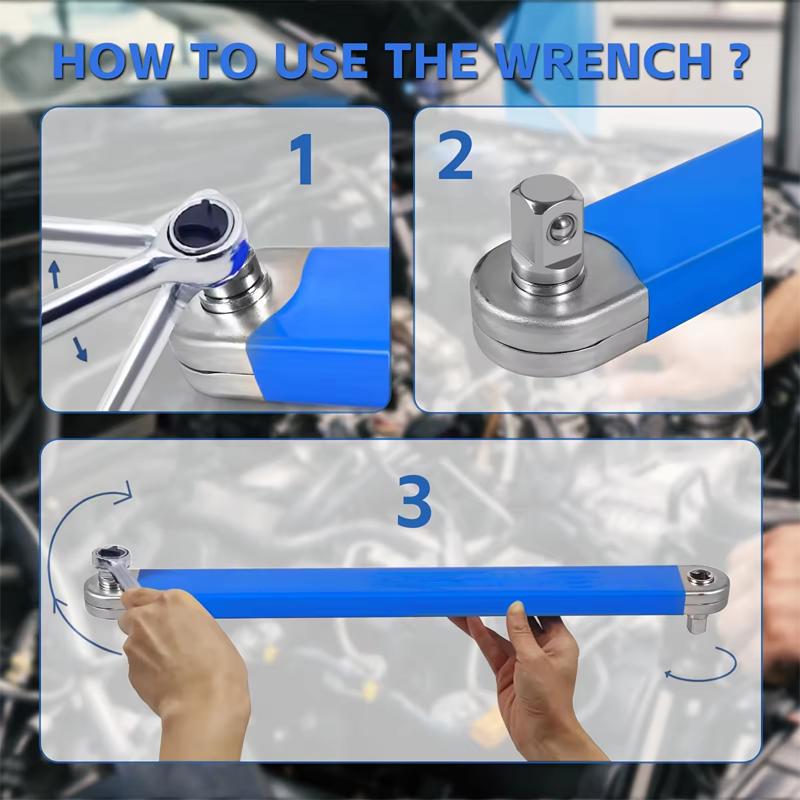 Compact Offset Extension Wrench 4 Adapter for Automotive Hand Tool