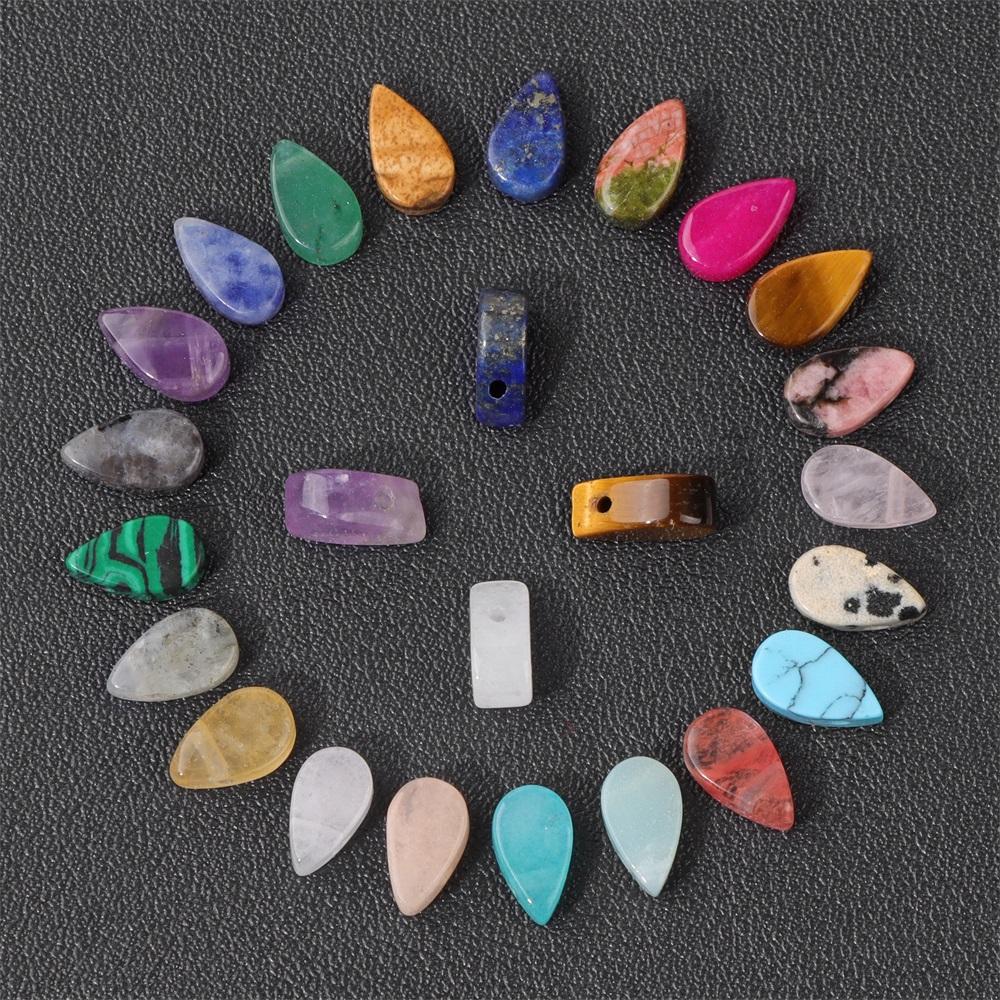 20pcs Tiny Waterdrop Shape Beads Top Driled Natural Stone Crystal Gem Beads Charm for Jewelry Making DIY Accessories 5x9MM