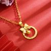 Bowknot Gold Sand Pendant: Women's Elegant Christmas Jewelry, Light Luxury, High-End Plated Accessory