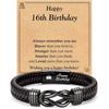 Bracelet New Men's Handwoven Engraved Twist Bracelet Black Leather Bracelet