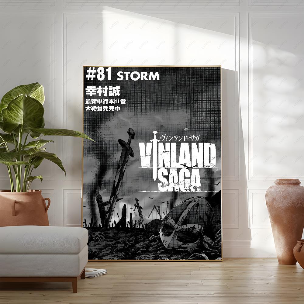 Cool V-Vinland M-Manga S-Saga Anime Poster Sticky Wall Art Printing Waterproof Home Living Bed Room Bar Aesthetic Decor