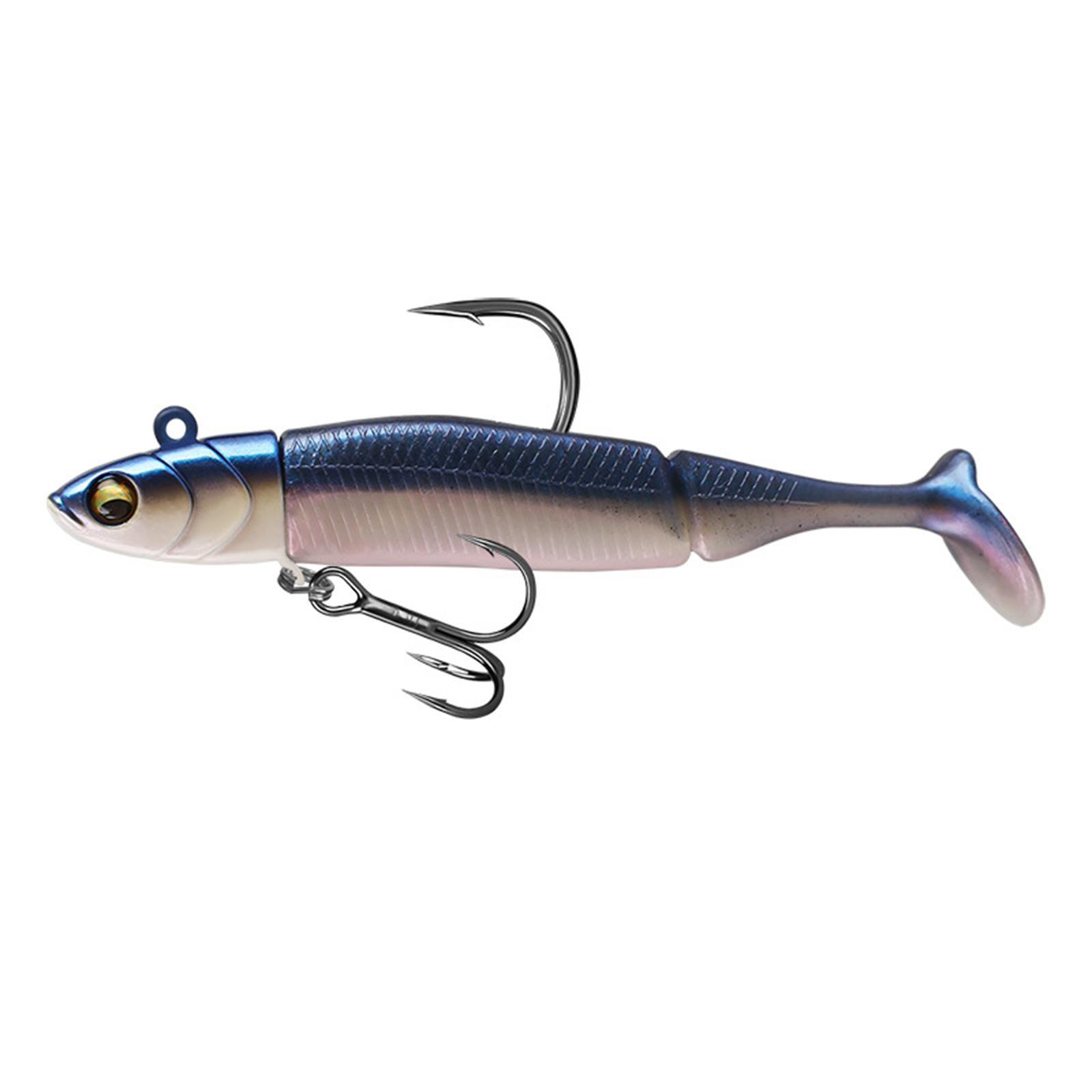 

Jig Head Fishing Lure with Sequin/Treble Hook Soft Baits Artificial Swimbait T-Tail Slow Jigging Wobbler for Trout Bass T синій