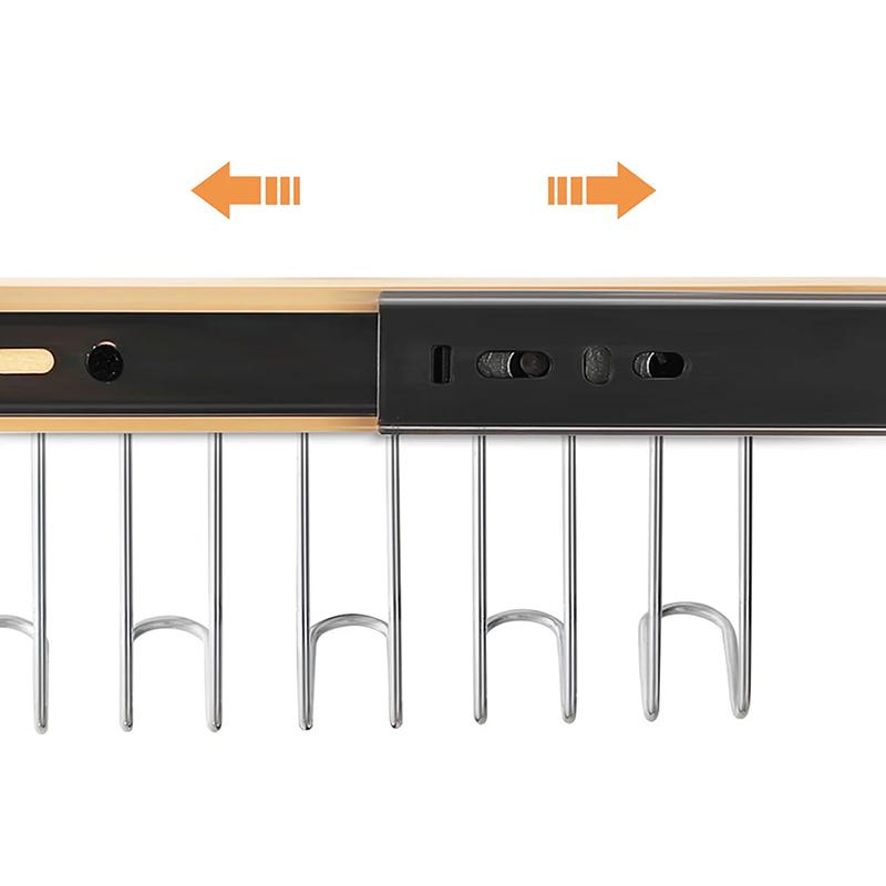 Wooden Wall Hanging With Telescopic Drying Rack With Stainless Steel Hook Pull-Out Space Saving Underwear Tank Top Organizer