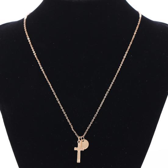 Einfache Kreuz-runde Legierungs-hängende Ketten-Halskette-Frauen-Schmuck-Geschenk