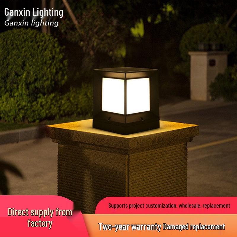 European-Style Solar Waterproof Outdoor Square Light for Courtyards, Villas, Parks, Fences, and Gates 
