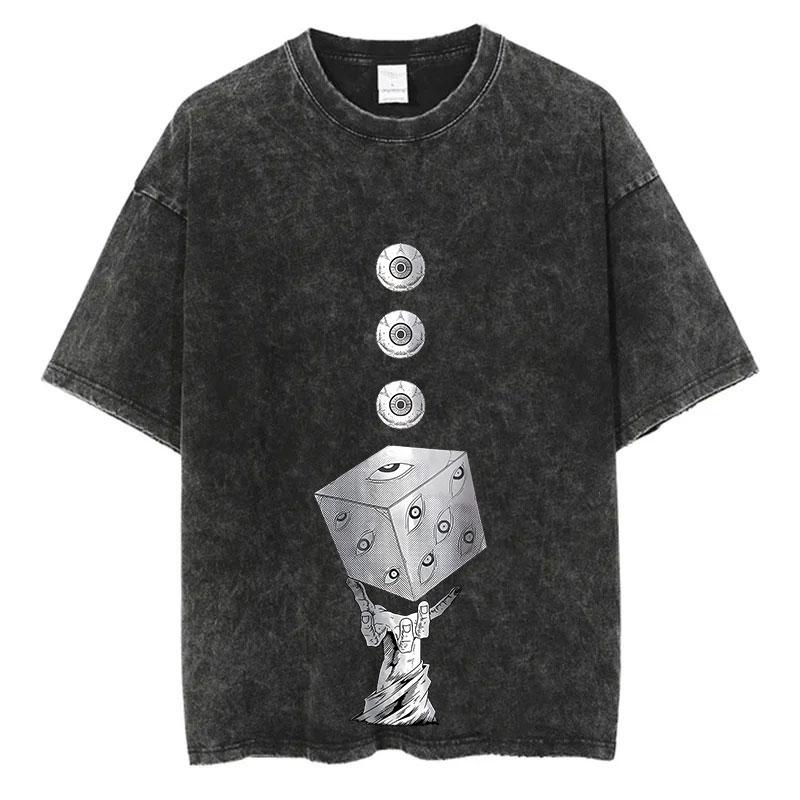 Harajuku Anime Jujutsu Kaisen Fushiguro Toji Printed Washed T Shirt Men Vintage Cotton T-shirts Manga Tee Hip Hop Male Tshirt