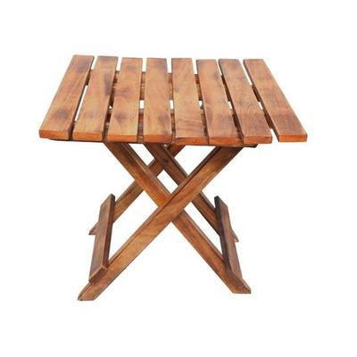 Klappbarer Adirondack-Couchtisch aus Holz für den Außenbereich, Naturbraun, quadratisch, 33 cm