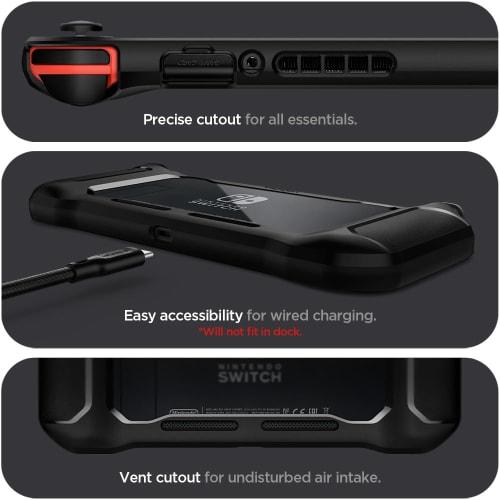 Spigen Nintendo Switch Cover with Strap Screen Protection Anti-Scratch Anti-Fingerprint Shock Absorption TPU Cover Thin Shockproof Switch Cover Rugged