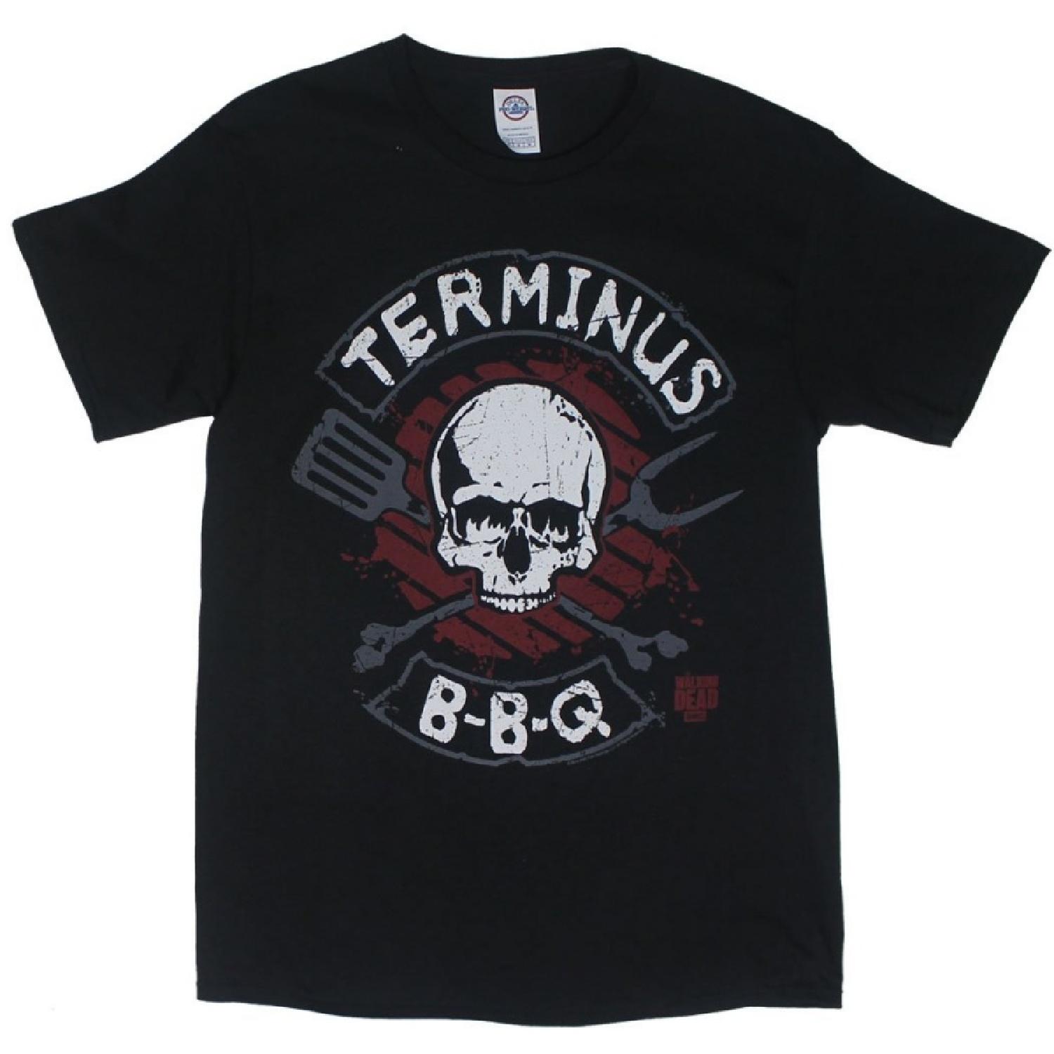Ходячие мертвецы Футболка для взрослых с принтом Терминус BBQ - Черная (X-Large), X-большой, черный, X-Большой S
