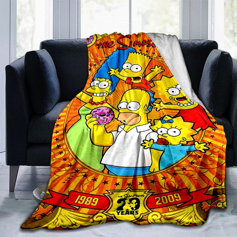 1Pc Simpsons Family Celebration Blanket Soft And Comfortable Casual Warm Camping Travel Christmas Halloween Gift M921737