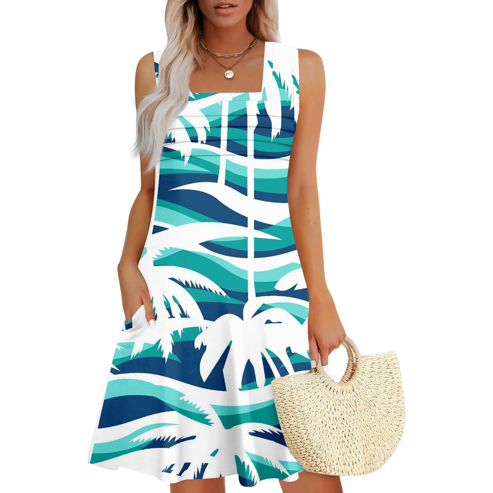 

Женские летние повседневные лепестковые узкие полосатые плиссированные однотонные платья XXL циан