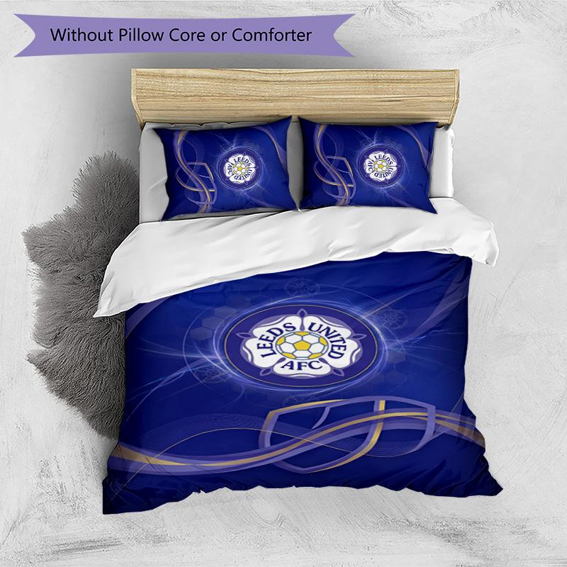 Set Lenzuola Stampa Leeds United Football 3 Pezzi, Comodo Set Copripiumino per Camera da Letto Amico della Pelle
