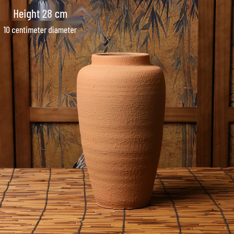 Jarrón de cerámica Wabi-Sabi: Cerámica Gruesa Estilo Chino Retro para Flores Secas, Vitrina, Club o Decoración de Sala de Estar.