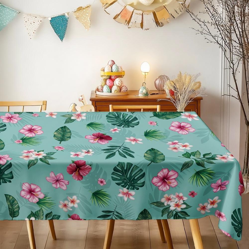 Tropical Floral Rectangle Table Cloth for Table Decor Kitchen Dining Waterproof Reusable Tablecloth for Table Kitchen Dining 90x140cm