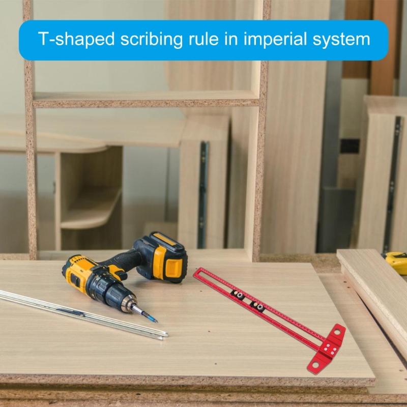 Multifunction T Shape Ruler with Clear Marking Precisions T Shaped Measuring Tool Aluminum Rule Tool for Engineering, Art
