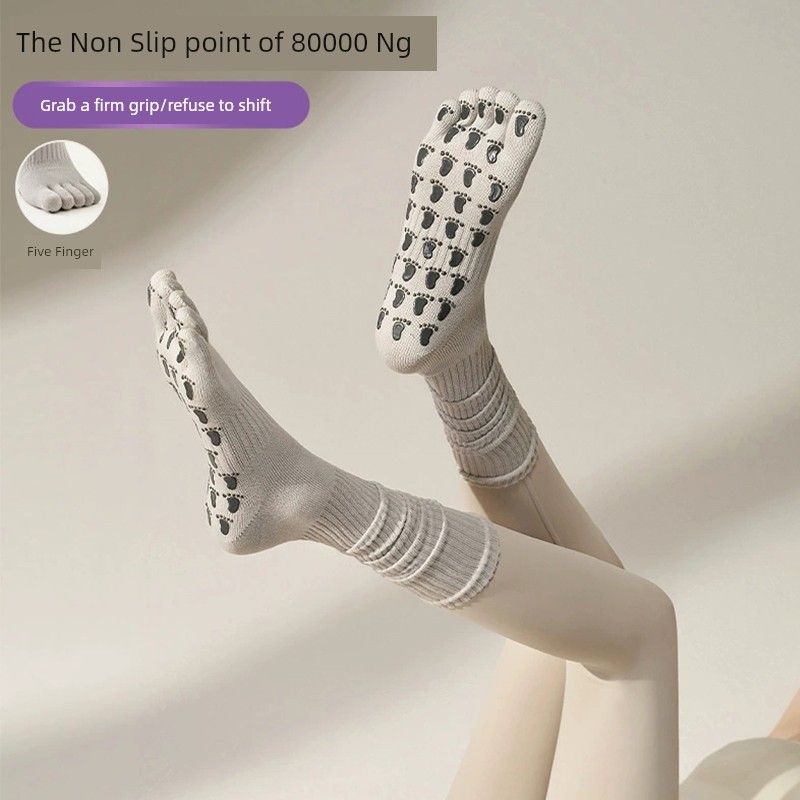 

Long Yoga Socks Non Slip Professional Women s Toe Socks Fitness Non-Slip Socks Room Socks Adult Pilates Socks Card White