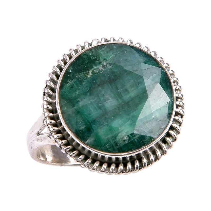 Emerald(Simulated) Gemstone Handmade 925 Sterling Silver Jewelry Ring S.6.5 p6d78
