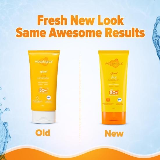 Aqualogica Glow+ Dewy Sonnenschutz LSF 50 PA++++ | Für fettige Haut | UVA/B- und Blaulichtschutz für Männer und Frauen | Duftfrei | 80 g
