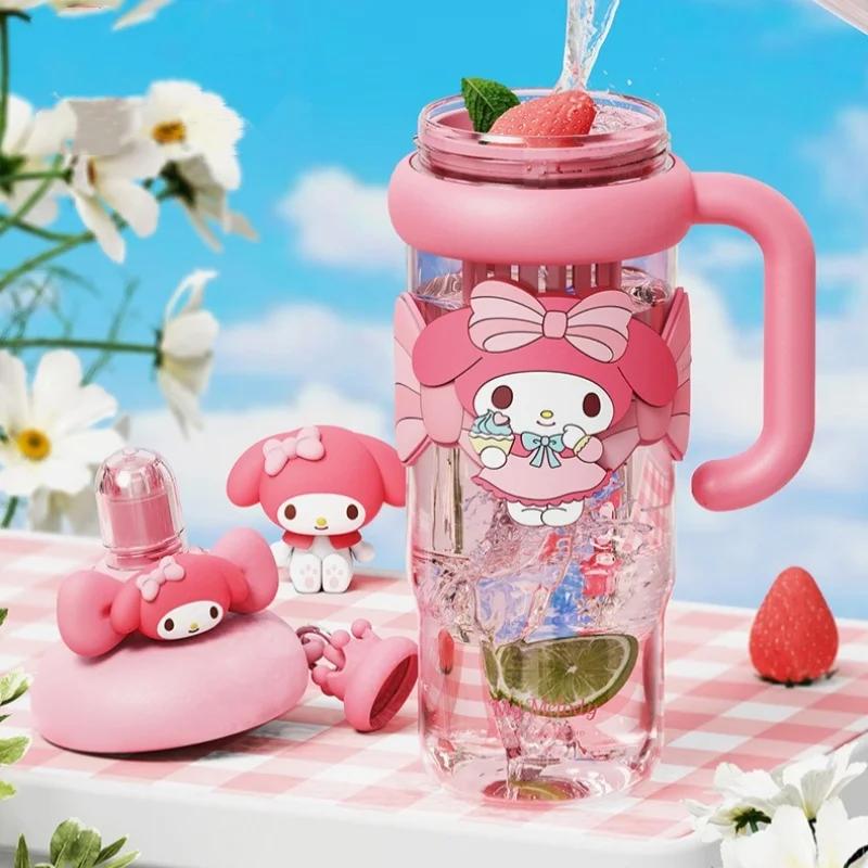 X&W 1200ml Large Capacity Drinking Cup with Straw Tea Separator Cartoon Pattern Cup Sleeve Juice Cup Seal Leakproof Space Cup