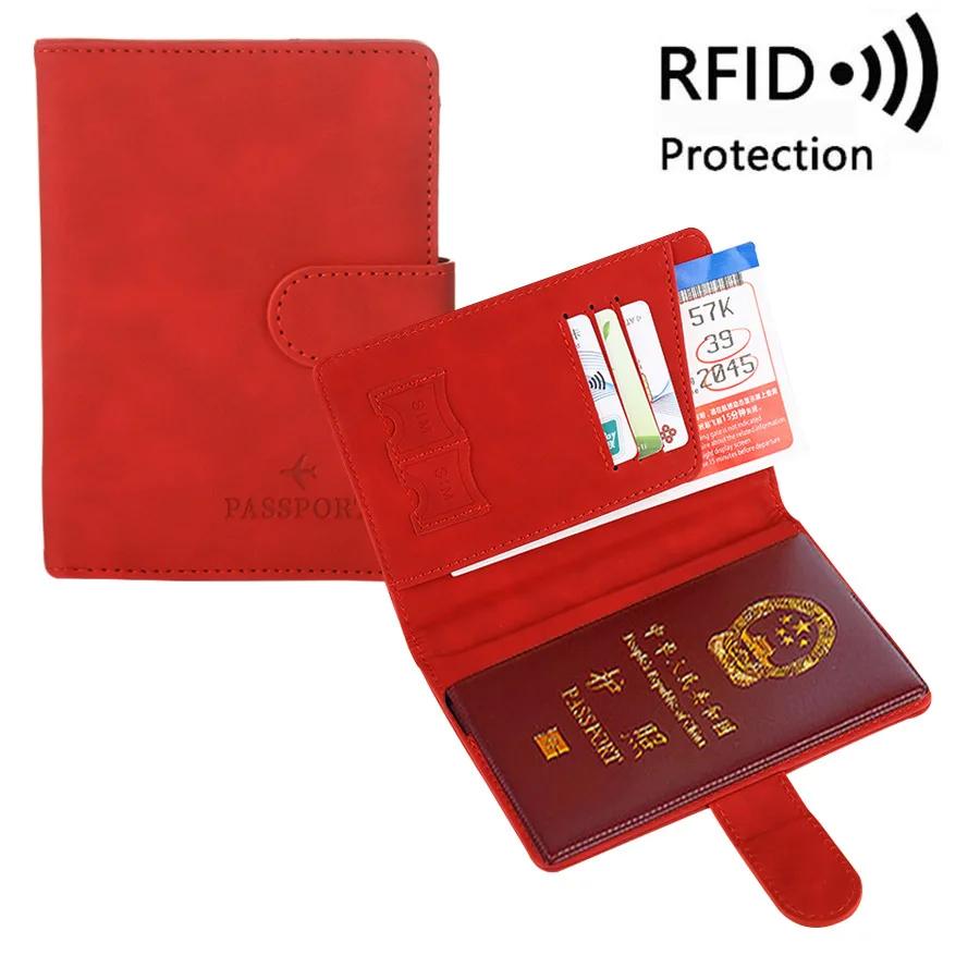 

Жінки, чоловіки, RFID-обкладинка для паспорта, бізнес-ідентифікатор, банківська картка, обкладинка для паспорта, тримач, футляр для паспорта зі штучної шкіри, дорожні аксесуари червоний