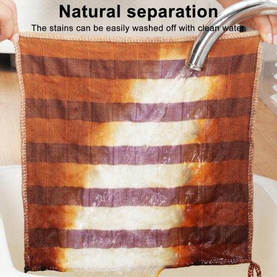 3Pcs Dishwash Rag Striped Design Soft Durable High Water Absorption Non-Stick Cleaning Cloth Kitchen Towel