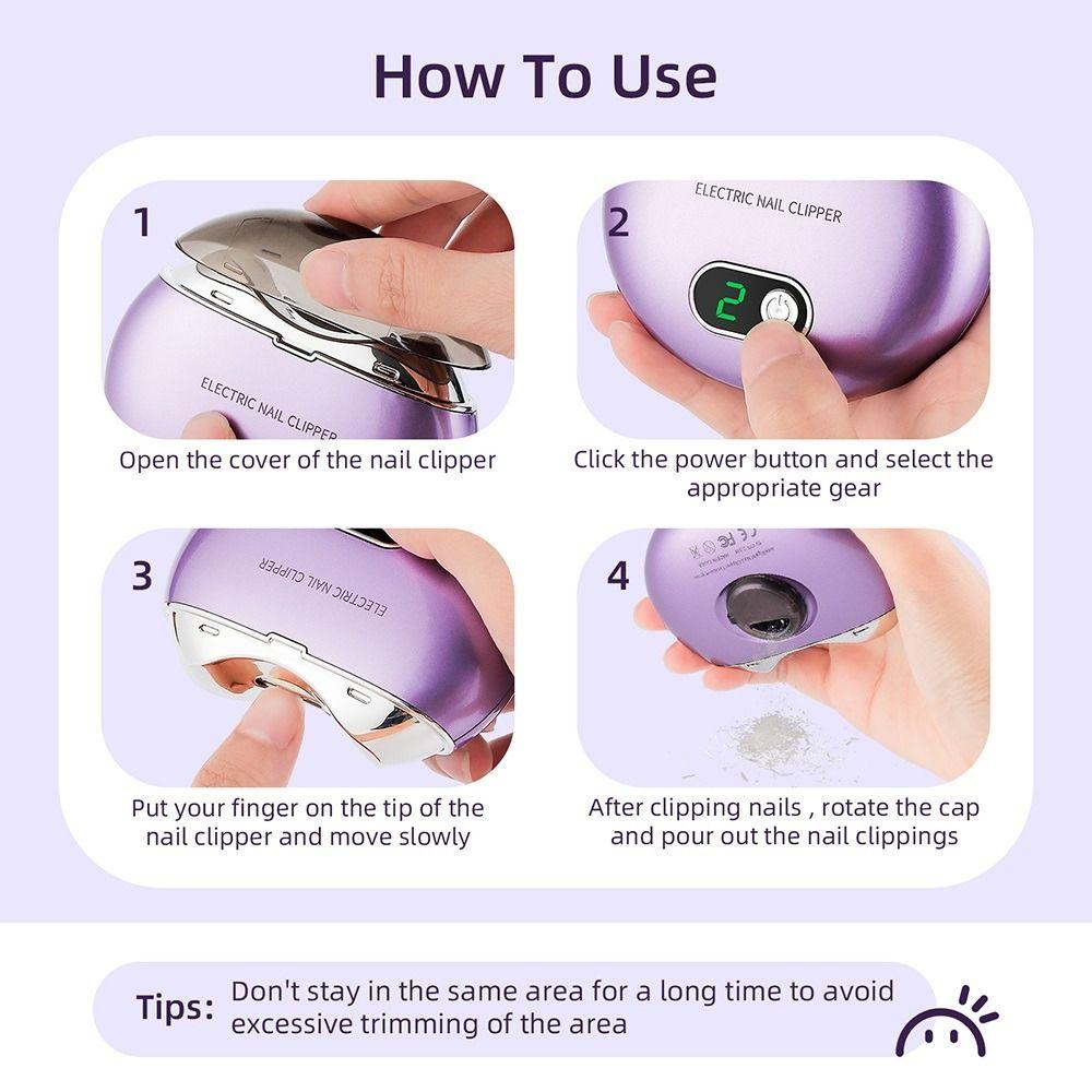 3 Speeds Automatic Nails Trimmer Low Noise Electric Nail Clipper Manicure Machine for Men Women