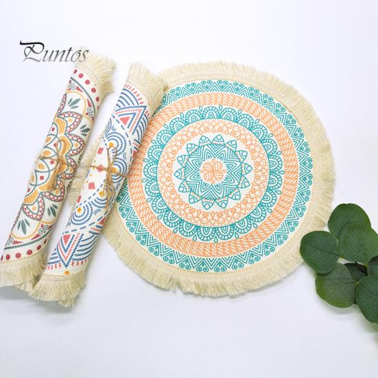 Descanso de Panela Antiderrapante para Cozinha, Jogo Americano Tecido de Algodão Estilo Boho, Jogo Americano de Mesa com Franjas de Borla para Pratos de Jantar, Jogo Americano Lavável a Quente, Suporte de Panela Resistente para Pratos Quentes,