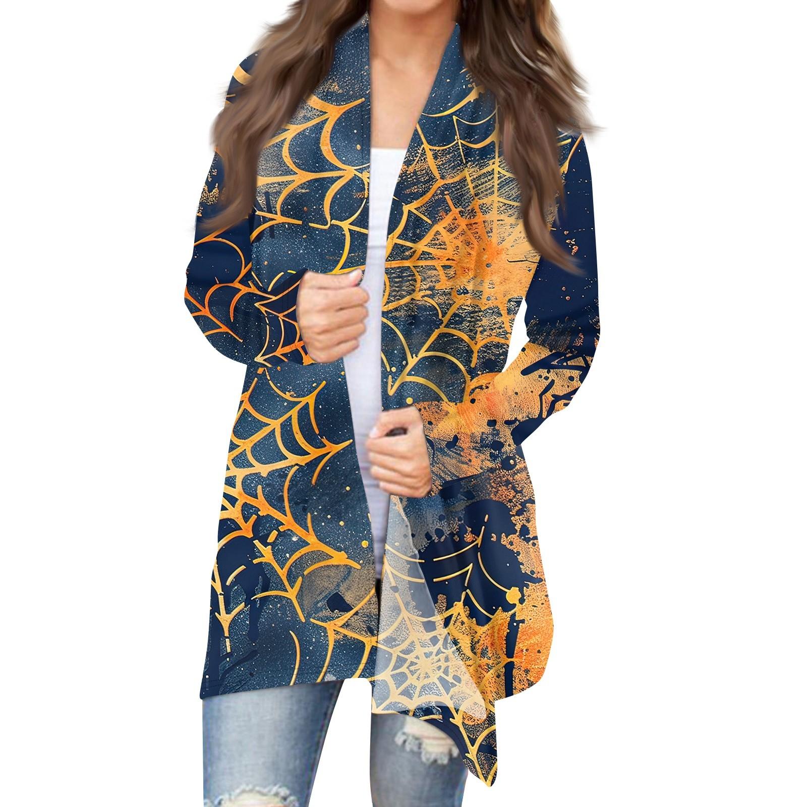 

Женский кардиган с длинным рукавом спереди и принтом на Хэллоуин, легкая куртка XXXL