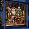 Luxury Style Christmas Window Stickers Santa Claus Static Cling Store Showcase Decor