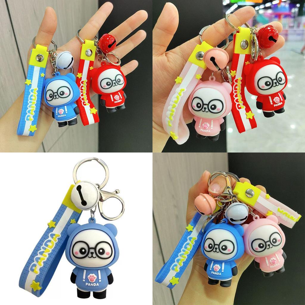 Adorable Cartoon Hoodie Panda Keychain Cute Silicone Key Ring Fashion Gift
