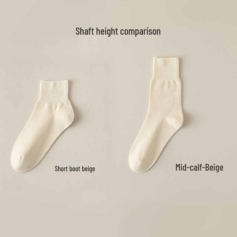 Zhuji Women's Antibacterial Mid-Calf Summer Socks - Breathable, Non-Binding, Early Autumn Style