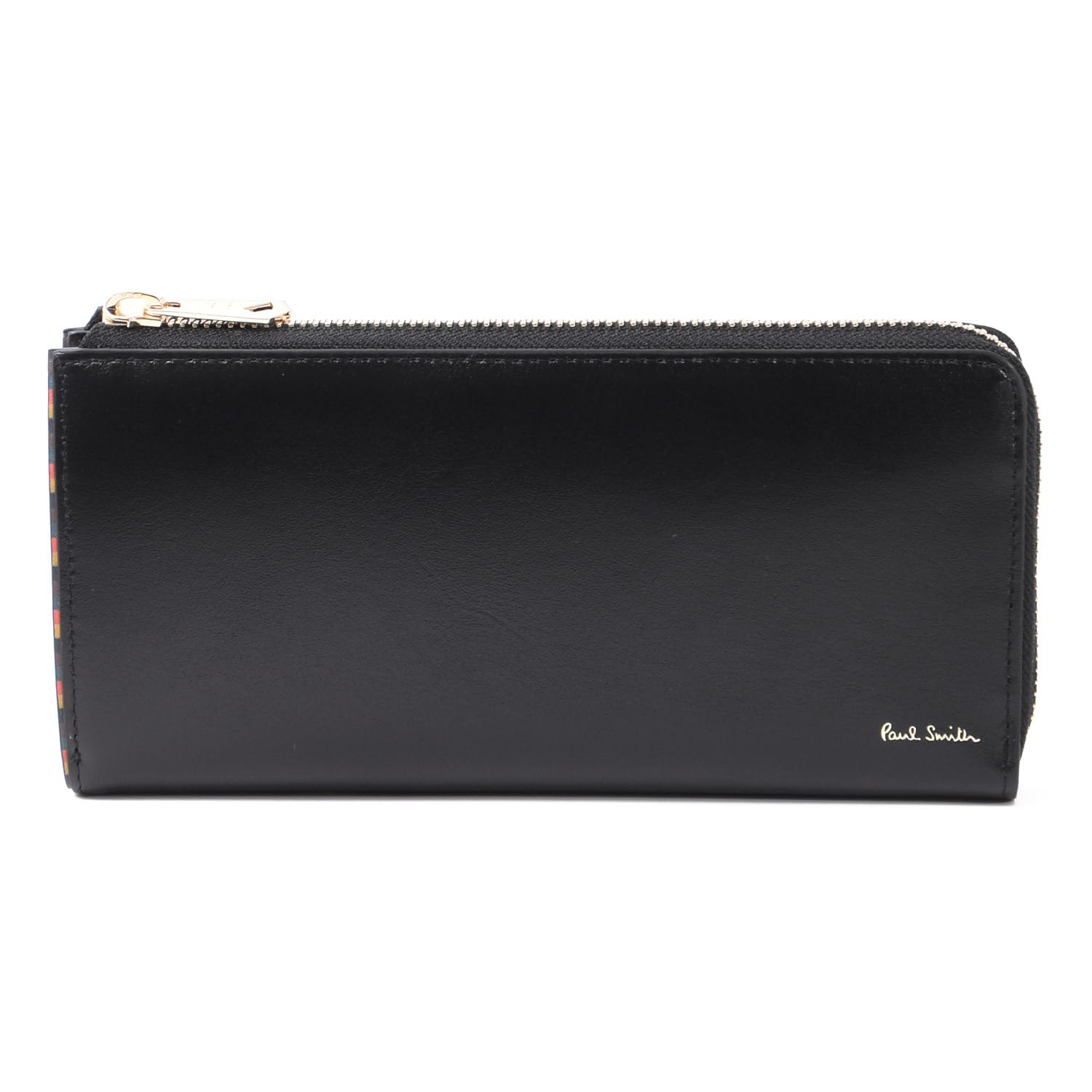 

Paul Smith Bright Stripe Trim SS24 Leather Long Wallet with Coin 813005 P847 Name Purse, Black, (No Engraving) чёрный