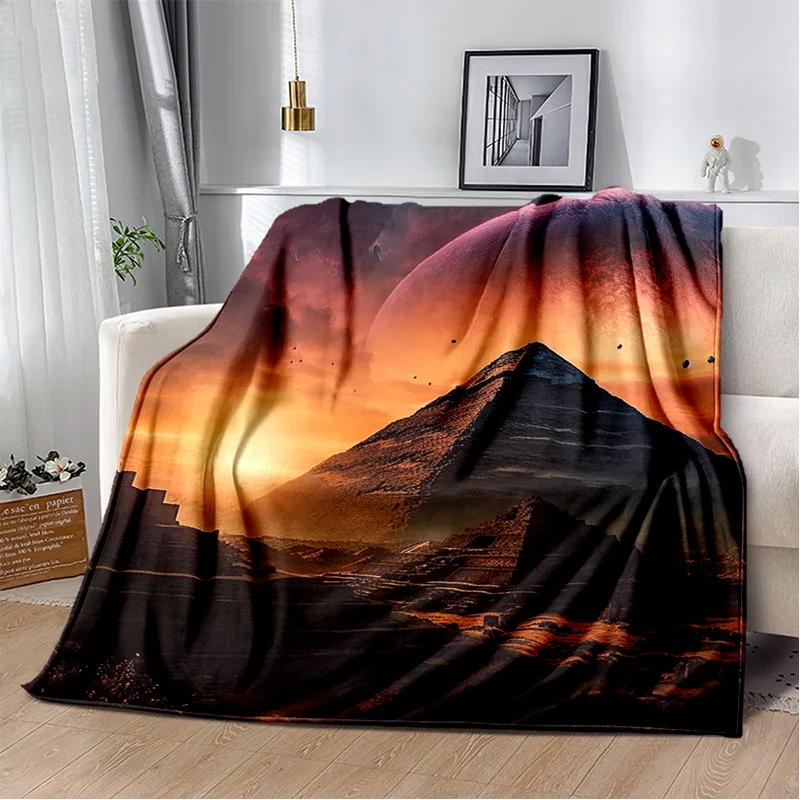 Ägyptische Pyramide Berühmte Architektur Decke, Weiche Überwurfdecke für Zuhause Schlafzimmer Bett Sofa Picknick Reise Ruheabdeckung Decke Kinder
