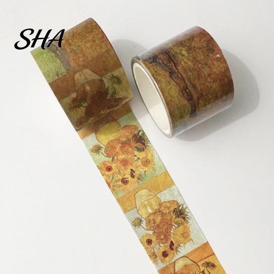 Washi Tape Tape, Oil Painting Decorative Masking Artist Patterns Adhesive Artistic for DIY Crafts, Junk Journal, Gift Wrapping, Scrapbooking Supplies